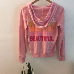 Pink VS- Graphic zip up hoodie